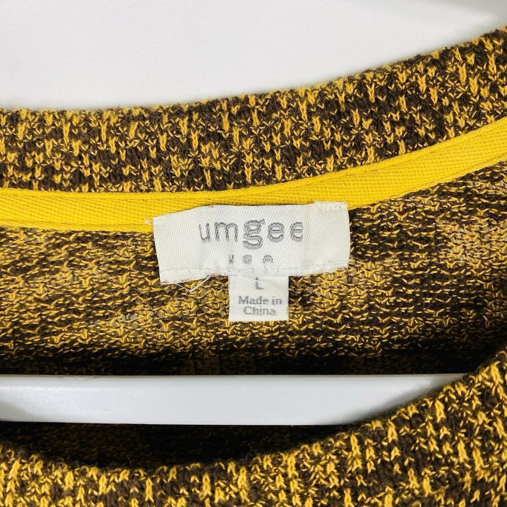 Umgee Size Large Frayed Hem Pullover Sweater Yellow Cotton Blend - Picture 4 of 5